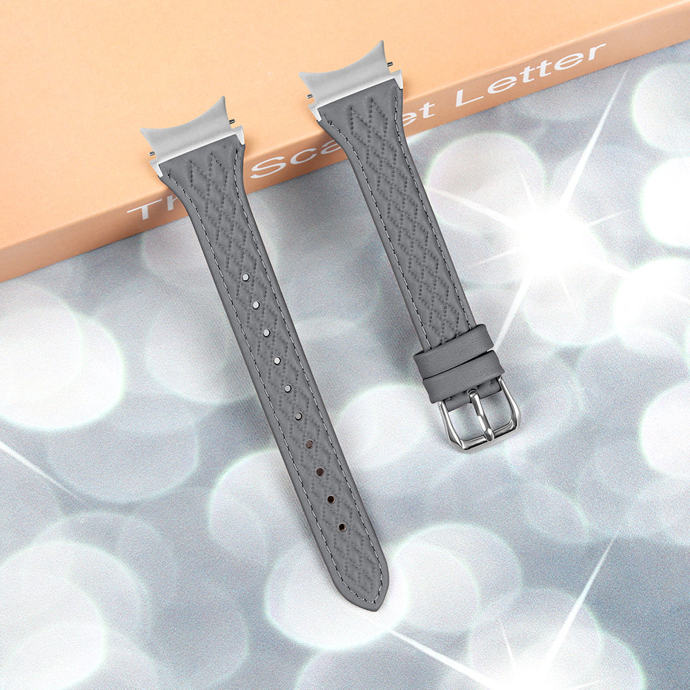 For Samsung Galaxy Watch6 40mm / 44mm / Watch6 Classic 43mm / 47mm Watch Strap Top-Layer Cow Leather Watchband - Grey For Samsung Galaxy Watch6 40mm / 44mm / Watch6 Classic 43mm / 47mm Watch Strap Top-Layer Cow Leather Watchband - Grey